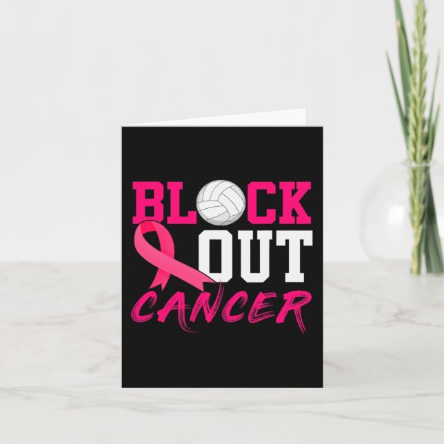 Volleyball Breast Cancer Awareness Block Out Cance Card (Front)