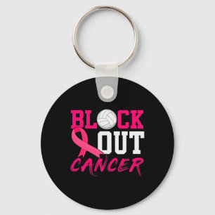 Volleyball Breast Cancer Awareness Block Out Cance Key Ring