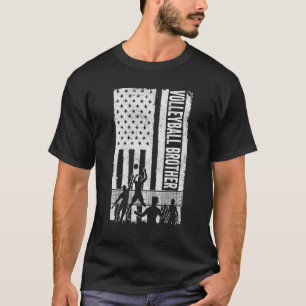 Volleyball Brother USA Flag Volleyball Team Fan Fa T-Shirt