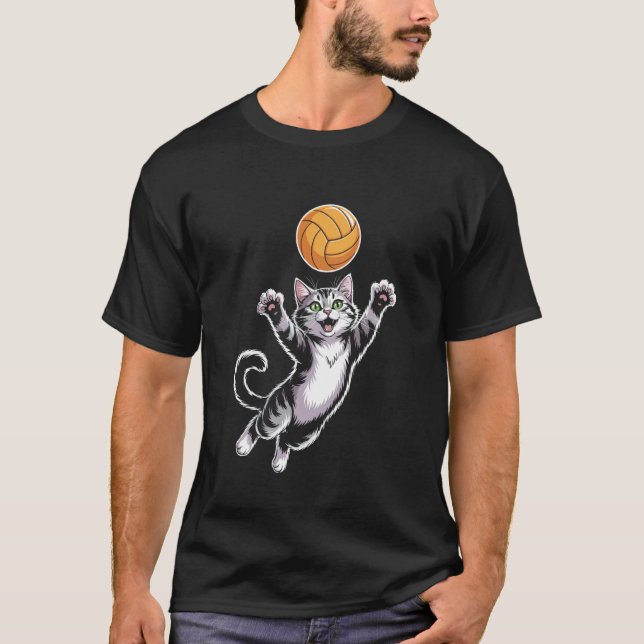 Volleyball Cat Spike T-Shirt 1 (Front)