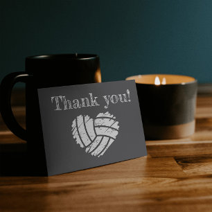 Volleyball chalkboard heart thank you card