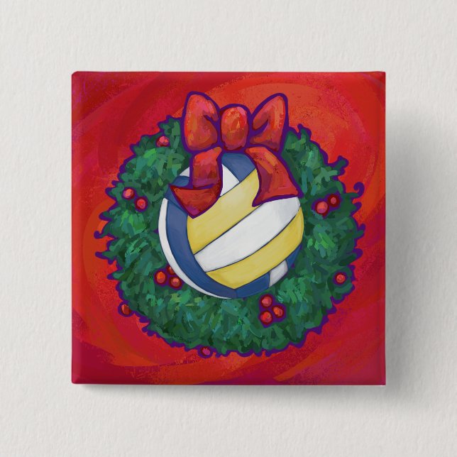 Volleyball Christmas 15 Cm Square Badge (Front)