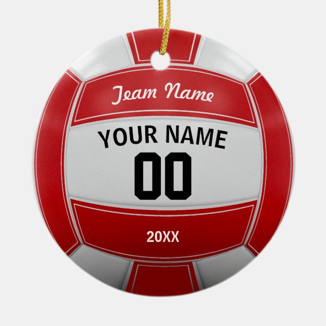 Volleyball Christmas Ceramic Tree Decoration (Front)