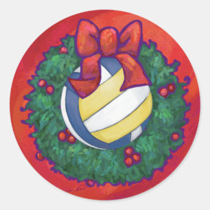 Volleyball Christmas Classic Round Sticker