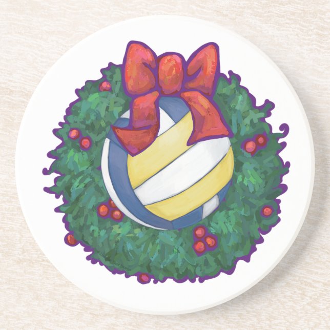 Volleyball Christmas Coaster (Front)