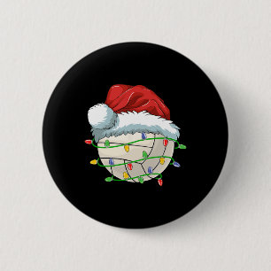 Volleyball Christmas Funny Sant Xmas Lights Volley 6 Cm Round Badge