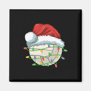 Volleyball Christmas Funny Sant Xmas Lights Volley Magnet