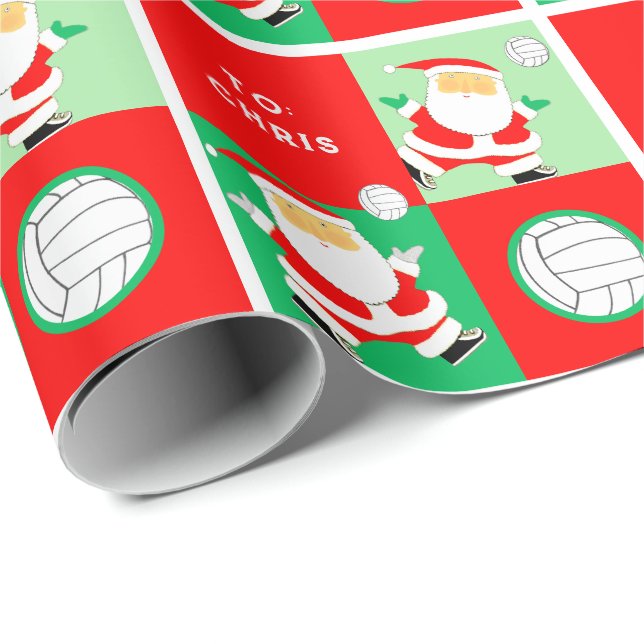 Volleyball Christmas Holiday Gift Wrapping Paper (Roll Corner)