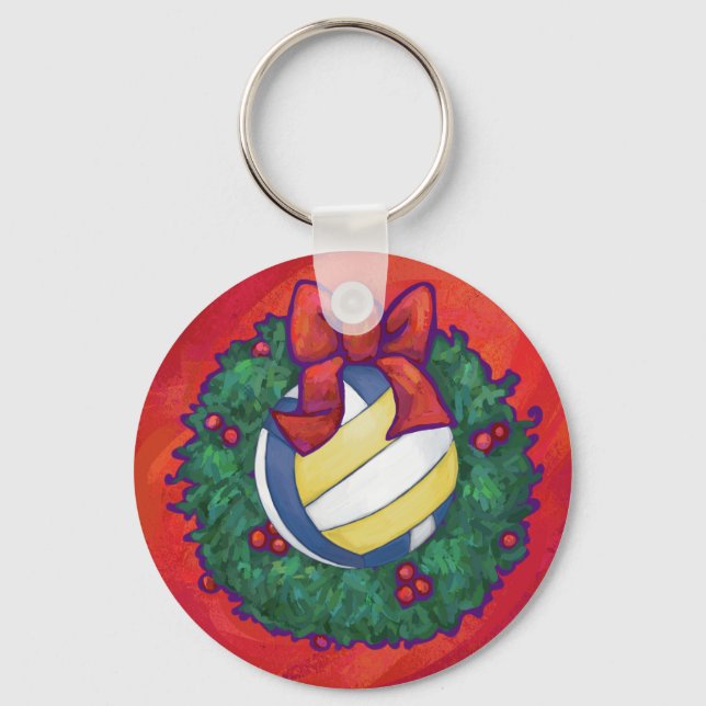 Volleyball Christmas Key Ring (Front)