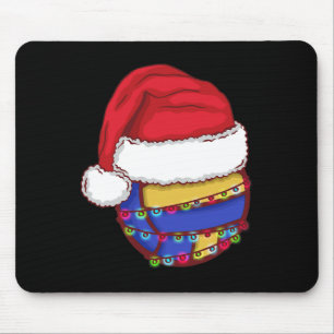 Volleyball Christmas Lights Santa Hat Funny Volley Mouse Pad