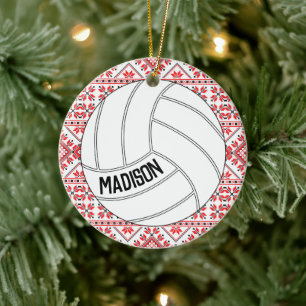 Volleyball Christmas Ornament with Custom Text
