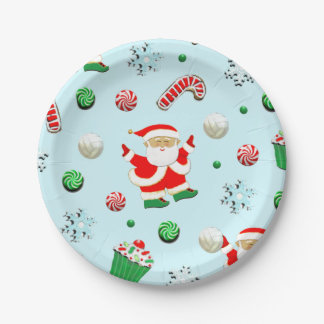 Volleyball Christmas Paper Plate