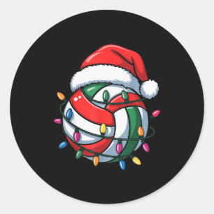 Volleyball Christmas Santa Hat Volleyball Srt Men  Classic Round Sticker