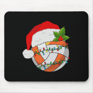 Volleyball Christmas Santa Hat Women Men Tennis Lo Mouse Pad