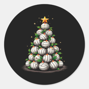 Volleyball Christmas Tree Holiday Classic Round Sticker