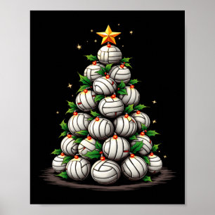Volleyball Christmas Tree Holiday Poster