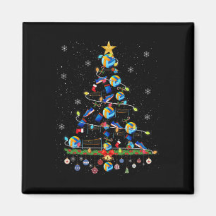 Volleyball Christmas Tree Lights Funny Xmas Sports Magnet