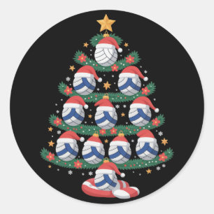 Volleyball Christmas Tree Lights Sports Player  Classic Round Sticker
