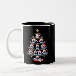 Volleyball Christmas Tree Lights Sports Player  Two-Tone Coffee Mug