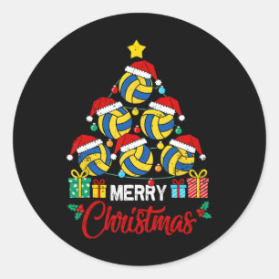 Volleyball Christmas Tree Lights Volleyball Player Classic Round Sticker