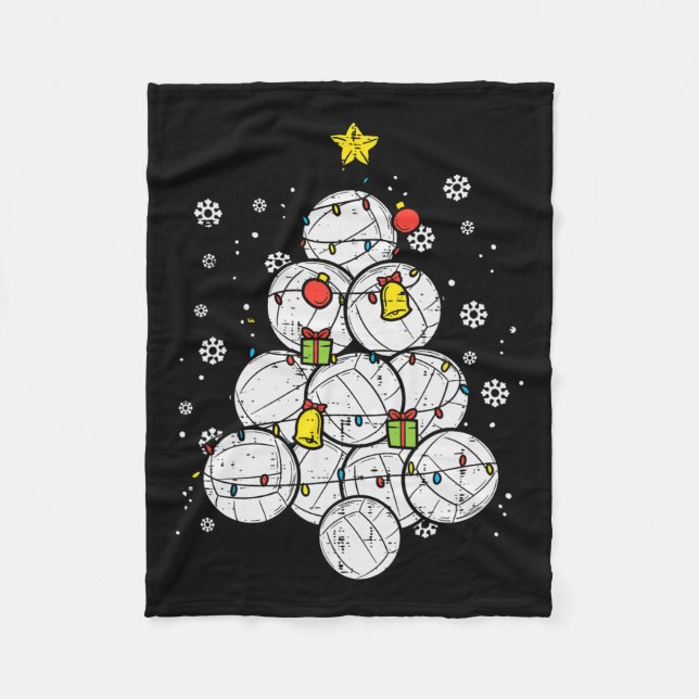 Volleyball Christmas Tree Xmas Sports Player Men W Fleece Blanket (Front)