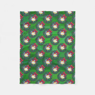 Volleyball Christmas Wreath Fleece Blanket