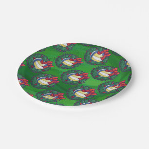 Volleyball Christmas Wreath Paper Plate