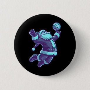 Volleyball Christmas Xmas Christmas Santa Volleyba 6 Cm Round Badge