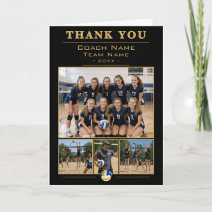 Volleyball Coach Collage Team 4 Photo Thank You Card