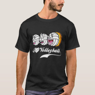Volleyball Coach Dad Mum Faces I Heart Volleyball T-Shirt