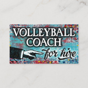 Volleyball Coach For Hire Business Cards - Blue