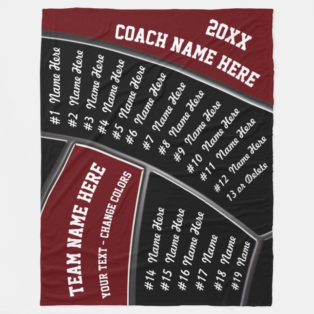 Volleyball Coach Gift Ideas Burgundy, Black, White Fleece Blanket (Front)