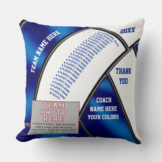 Volleyball Coach Gifts, Team Photo, Player's Names Cushion (Front)