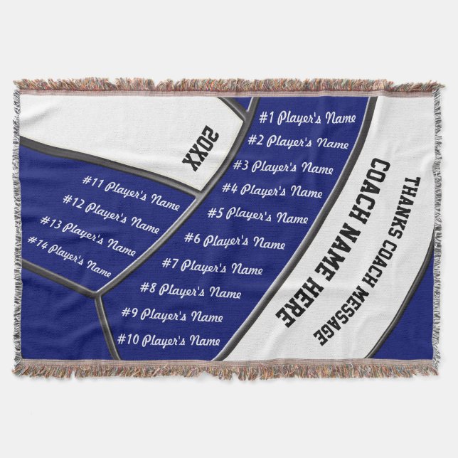Volleyball Coach Gifts Your TEXT, COLORS, PLAYERS Throw Blanket (Front)