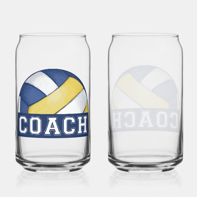 Volleyball coach glassware can glass (Front)