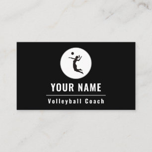 Volleyball Coach Instructor Classy Black & White Business Card