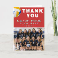 Volleyball Coach Player Name Photo Thank You Card