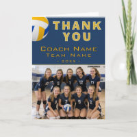 Volleyball Coach Player Name Photo Thank You Card