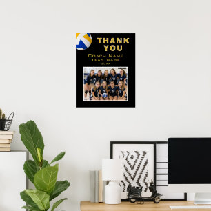 Volleyball Coach Player Name Photo Thank You Card Poster