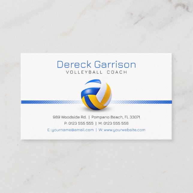 Volleyball Coach | Trainer Practice Lessons Business Card (Front)
