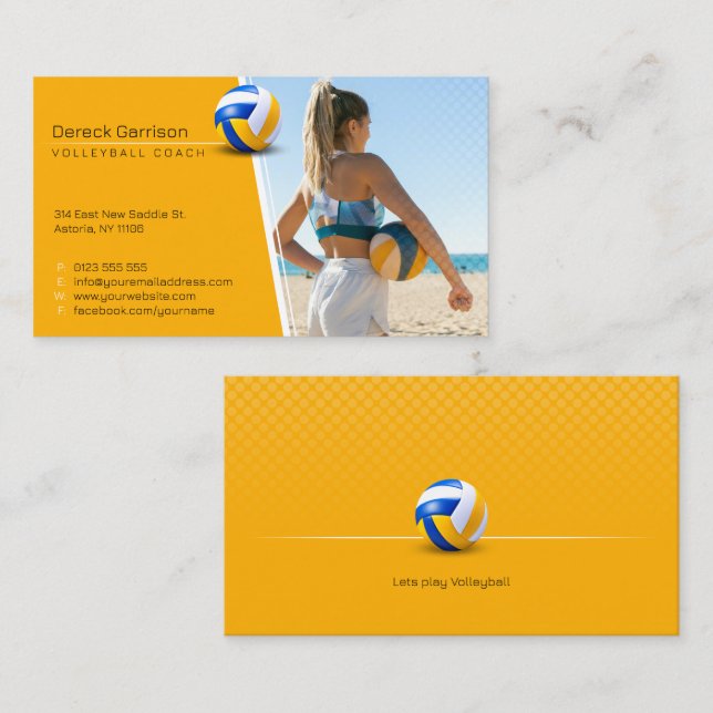 Volleyball Coach | Trainer Practice Lessons Business Card (Front/Back)