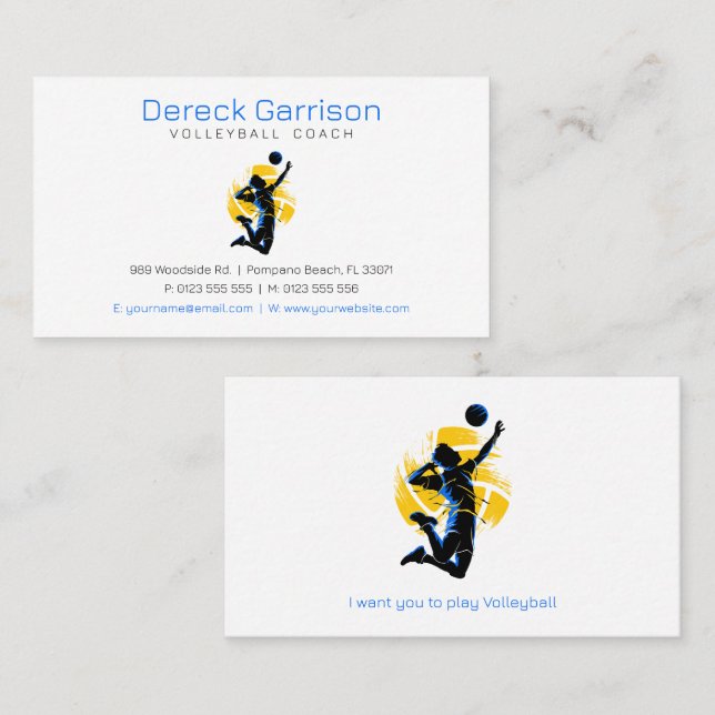 Volleyball Coach | Trainer Practice Lessons Business Card (Front/Back)