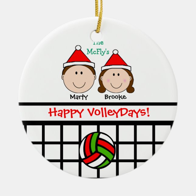 VolleyBall Couple 1st Personalise Ornament (Front)