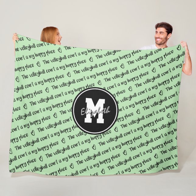 volleyball court happy place mint black ANY colour Fleece Blanket (In Situ)