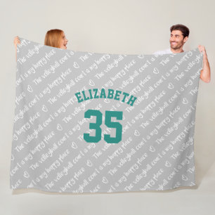 volleyball court happy place typography pattern fleece blanket