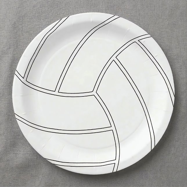 Volleyball Customisable Paper Party Plates (Volleyball paper plate for volleyball themed parties and events.)