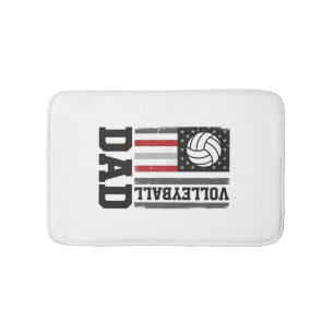 Volleyball Dad American Flag Vintage Engraving Des Bath Mat