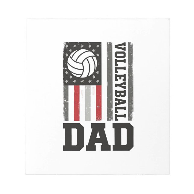 Volleyball Dad American Flag Vintage Engraving Des Notepad (Front)