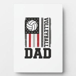 Volleyball Dad American Flag Vintage Engraving Des Plaque