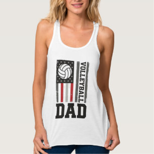 Volleyball Dad American Flag Vintage Engraving Des Singlet